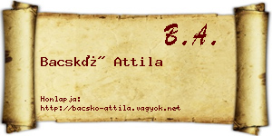 Bacskó Attila névjegykártya